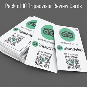 Zestaw 10 kart do mediów społecznościowych zbliżeniowych dla Tripadvisor - karta NFC z obsługą kodu QR - zbieraj recenzje Tripadvisor