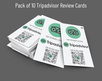 Pack of 10 Contactless Social Media Card for Tripadvisor - NFC card with QR code support - Collect Tripadvisor Reviews