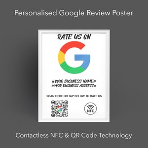 Google-poster A4 - Contactloze poster voor Google - NFC-poster met ondersteuning voor QR-code - Google-recensies verzamelen