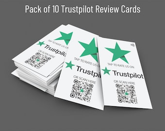 Pack of 10 Contactless Social Media Card for Trustpilot  - NFC card with QR code support - Collect Trustpilot Reviews