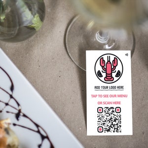 Tarjeta de menú con código QR personalizado y NFC - Permita que los clientes accedan a su menú directamente usando su dispositivo móvil - paquete de 5