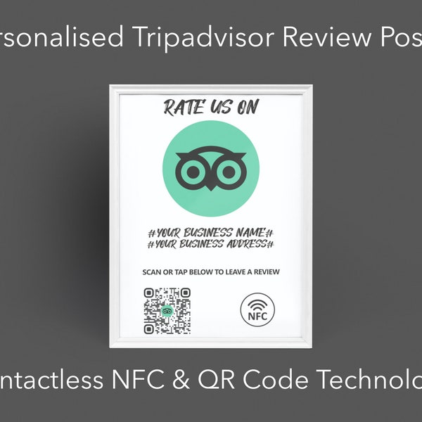 A4 NFC tripadop Poster - Kontaktloses Poster für tripadvisor - NFC Poster mit QR-code Unterstützung