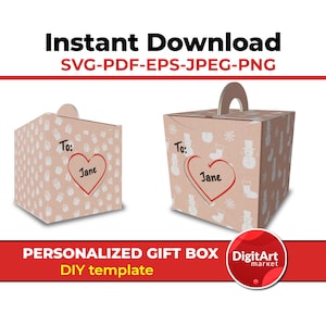 SVG personalizado caja de regalo plantilla conjunto archivo digital, plantilla de plantilla, caja de regalo svg, caja de regalo svg archivo, caja de regalo de Navidad svg