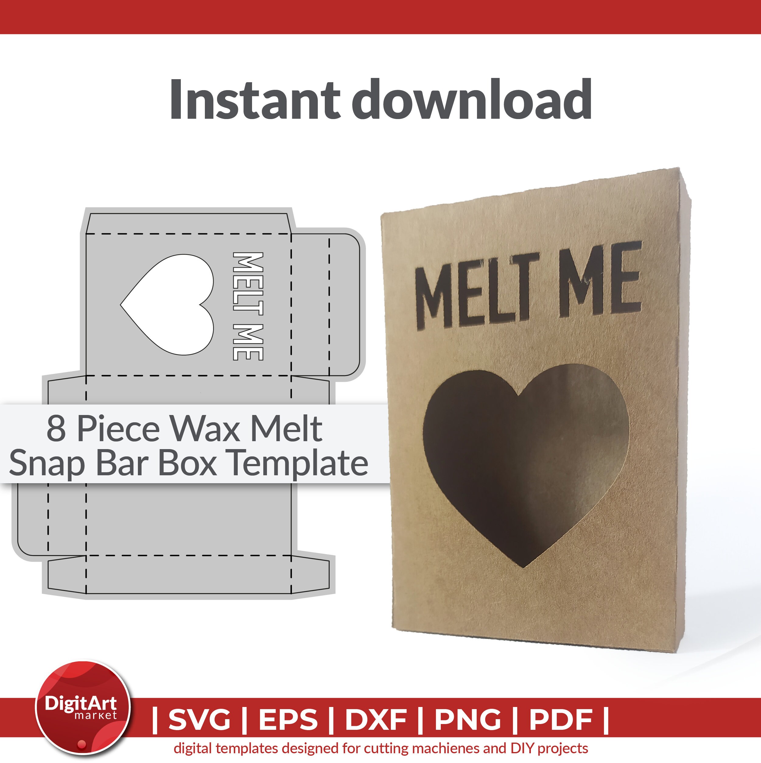 8 Piece Wax Melt Snap Bar Box Svg Soy Wax Melt Snap Bar Box Etsy