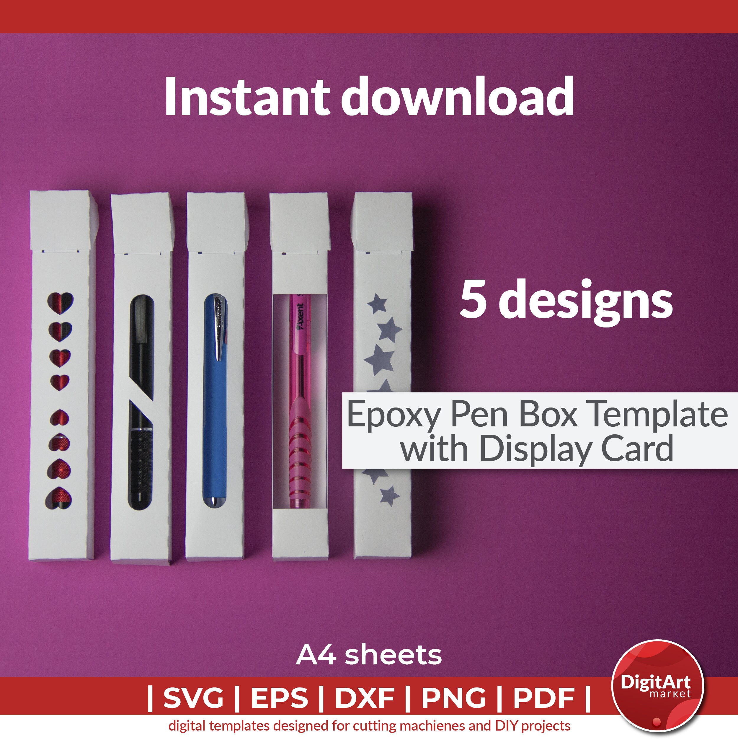 Pen Box SVG Template New Model Epoxy Pen Holder Template Pen Etsy