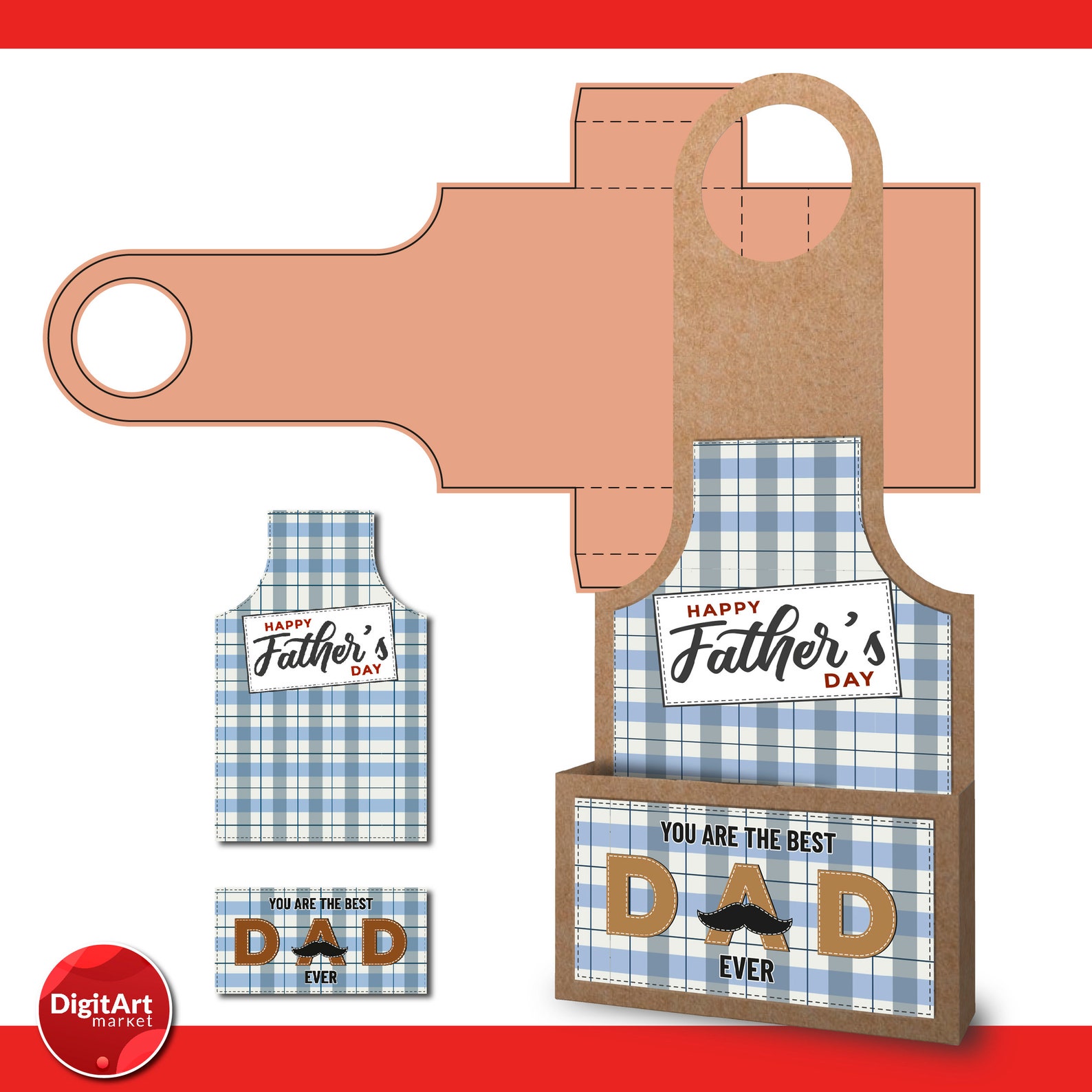 Download Father's Day Bottle Hanging Gift Box template SVG Fathers | Etsy