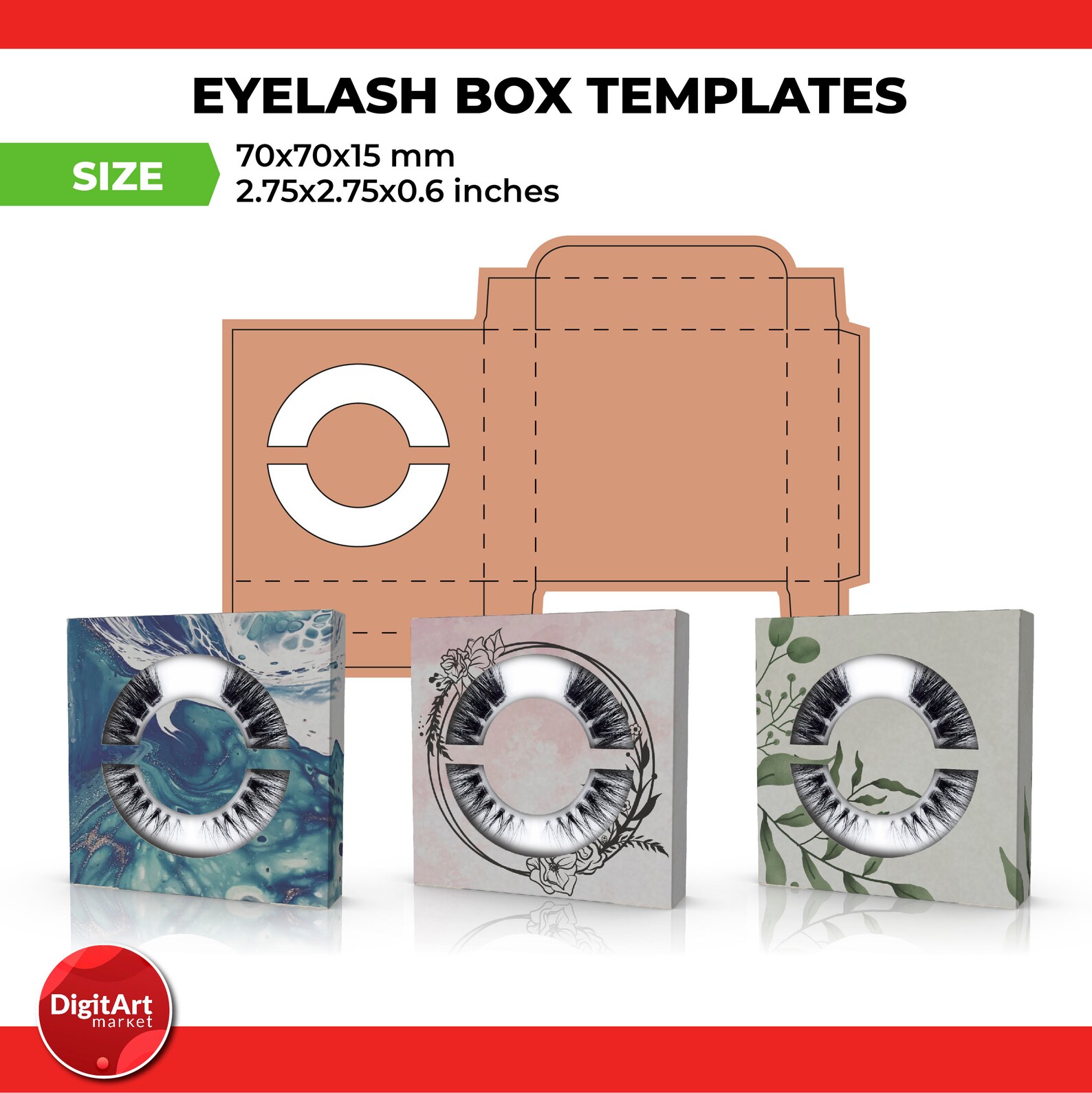 Download Eye Lash Window Box SVG Template Lash Box Eyelash Tray Box | Etsy