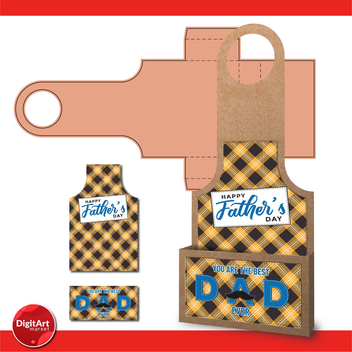 Download Father's Day Bottle Hanging Gift Box template SVG Fathers | Etsy