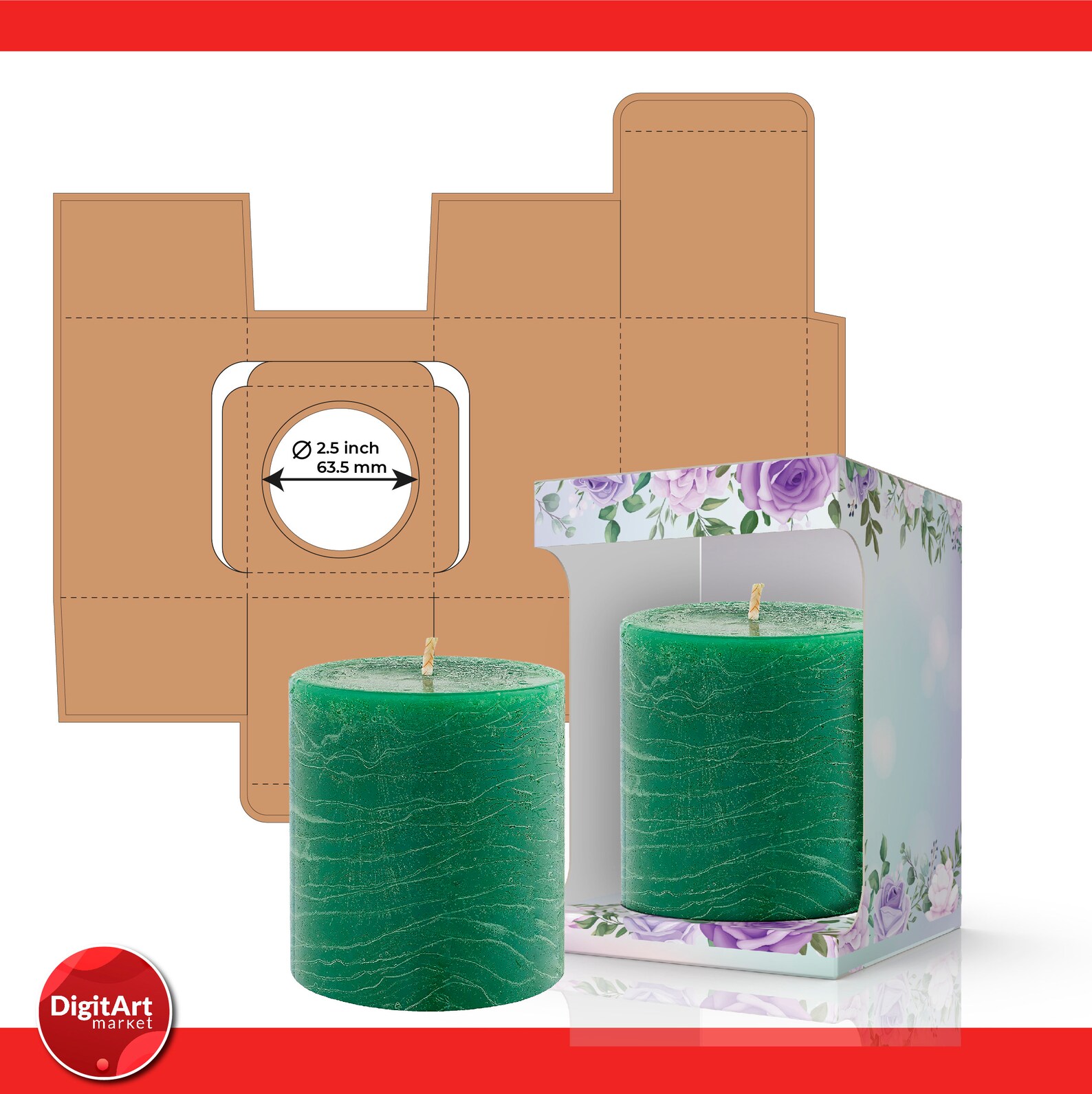 Candle Box Template SVG 4.5x3x3 Candle Packaging Etsy