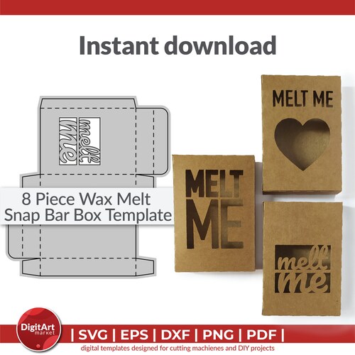 8 Piece Wax Melt Snap Bar Box Svg Soy Wax Melt Snap Bar Box Etsy