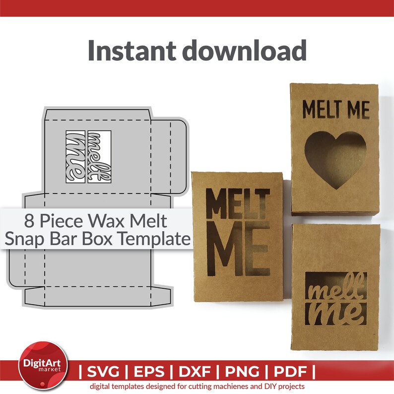 8 Piece Wax Melt Snap Bar Box Svg Soy Wax Melt Snap Bar Box Etsy
