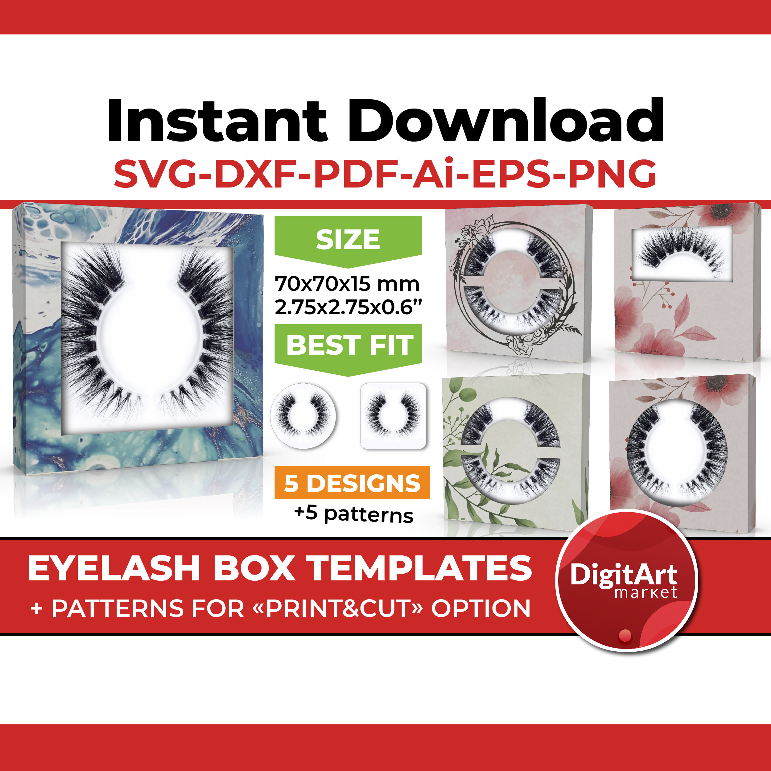 Download Eye Lash Window Box SVG Template Lash Box Eyelash Tray Box ...