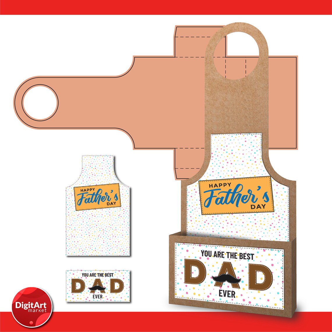Download Father's Day Bottle Hanging Gift Box template SVG Fathers | Etsy
