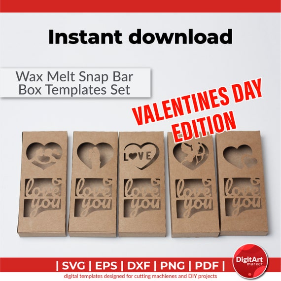 5 Cell Snap Bar Box Svg Valentines Day Edition Templates Soy Etsy