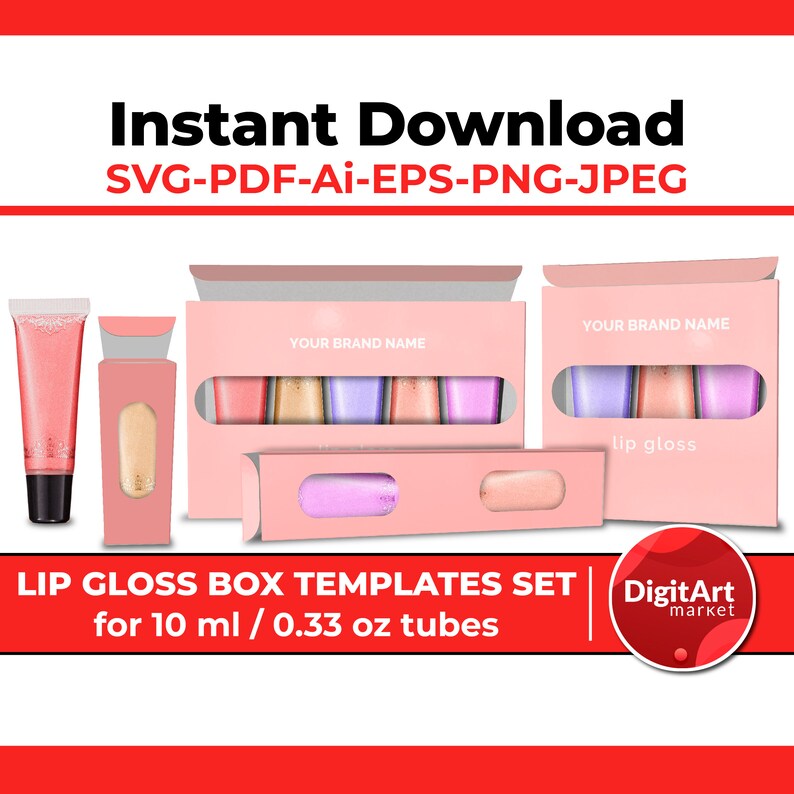 Lip Gloss Box Set Svg Lip Gloss Packaging Lip Gloss Box Etsy