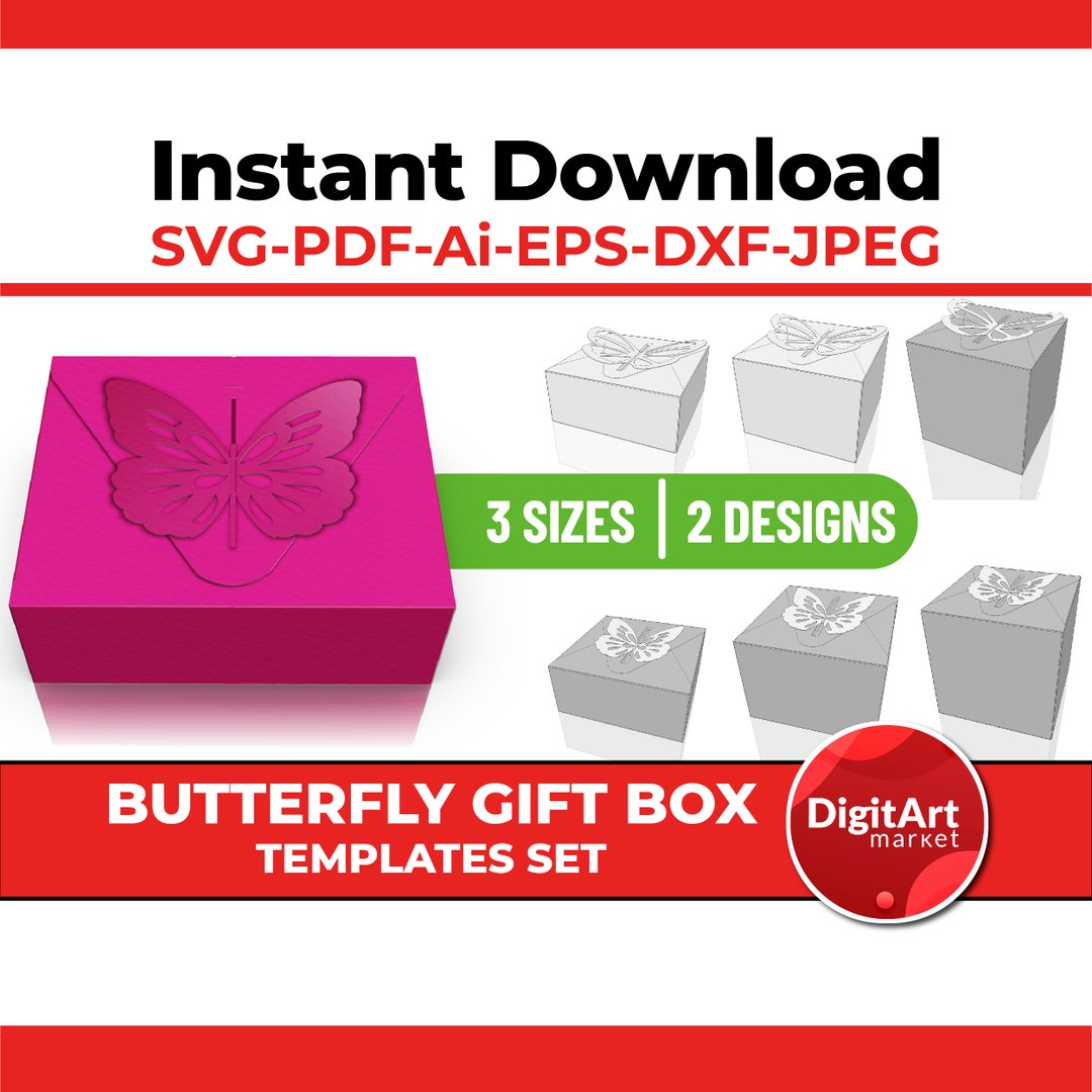 Butterfly Box Template Set SVG Butterfly Gift Box Beautiful Etsy UK