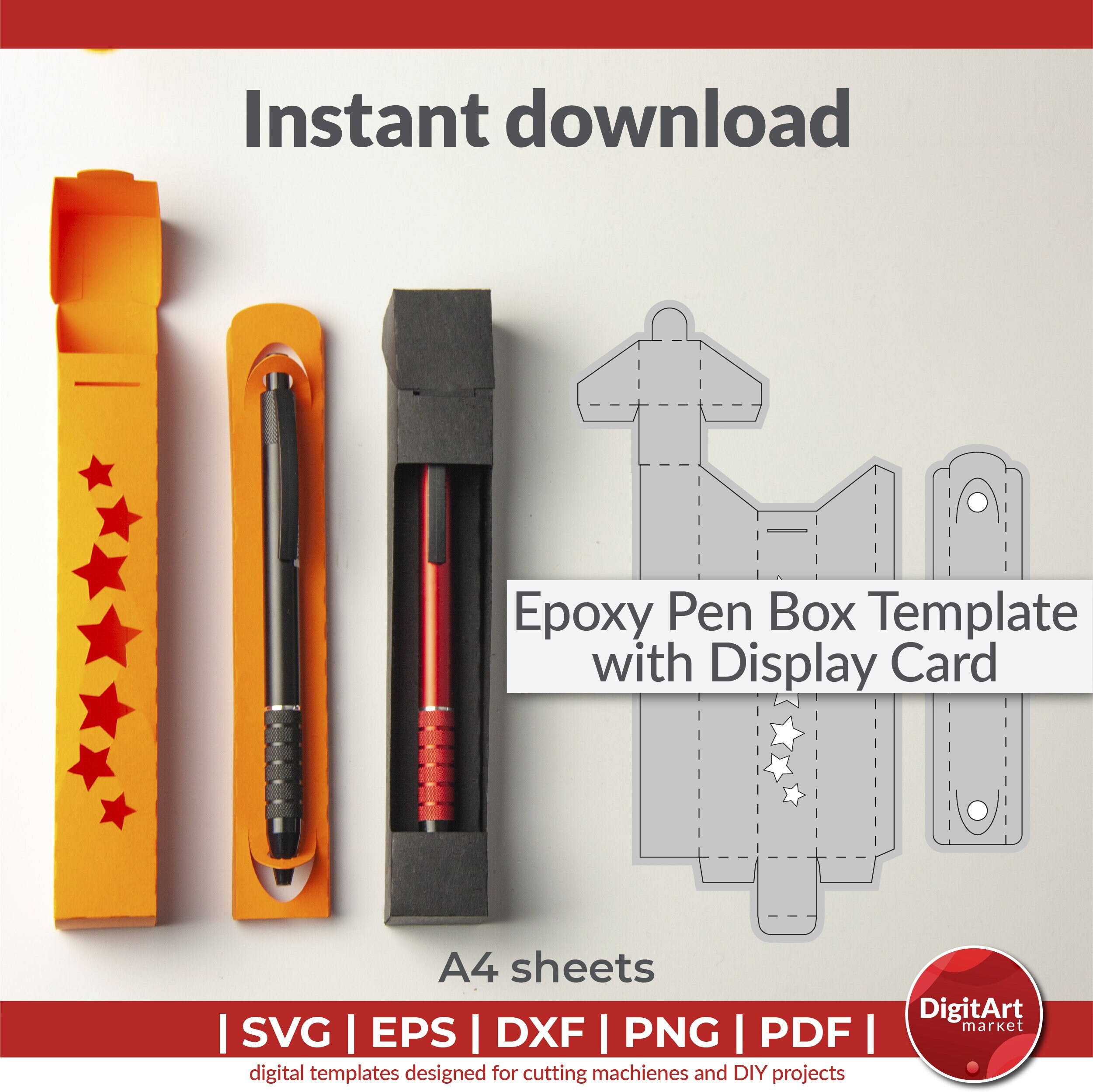 Pen Box SVG Template New Model Epoxy Pen Holder Template Pen Etsy