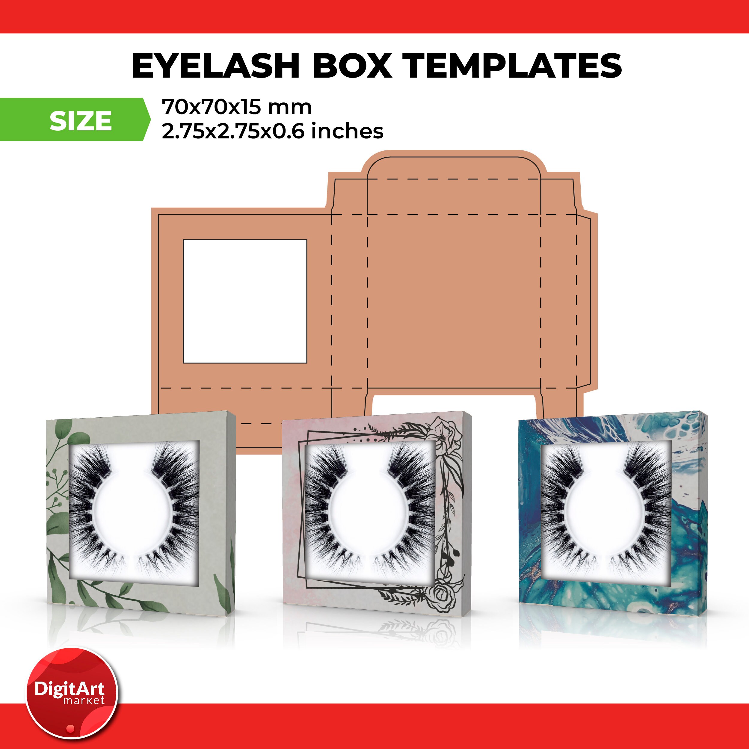 Download Eye Lash Window Box SVG Template Lash Box Eyelash Tray Box | Etsy