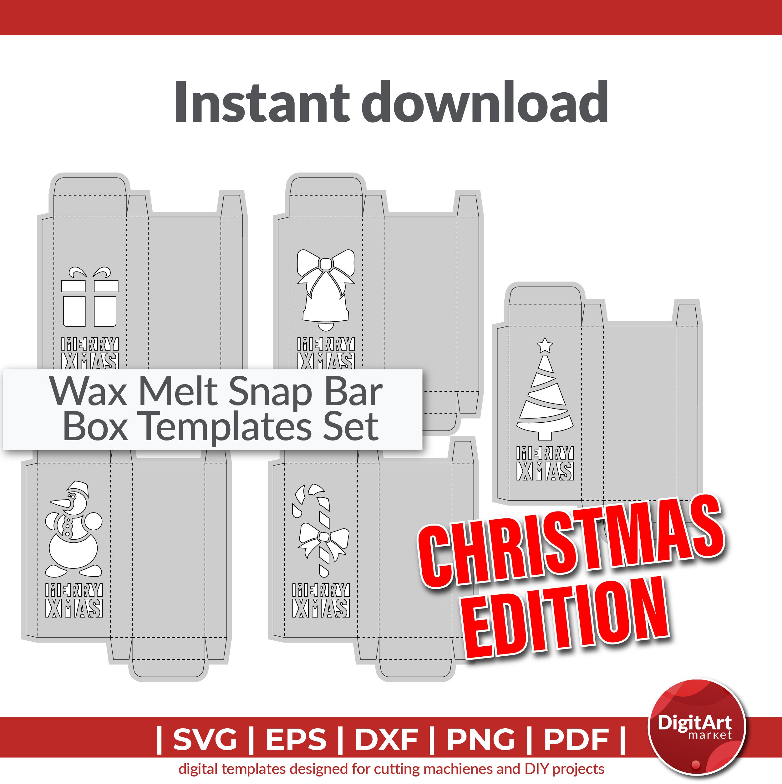 5 Cell Snap Bar Box Svg Xmas Edition Templates Soy Wax Melt Etsy UK