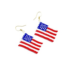 Handmade US Flag Miyuki Beaded Earring