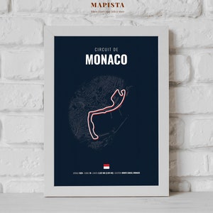Poster digitale kaart van Monaco Formule 1 - Grand Prix van Monaco - F1-posters - cadeau fan F1 - F1-print - poster racebaan - racecadeau