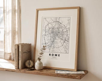 Rome Map Print – Minimalist City Wall Art – Rome Street Map Poster – Travel Gift – Digital Download
