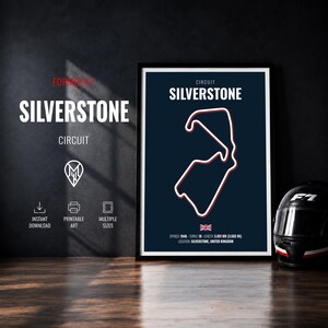 Silverstone Circle F1 Karte Drucken | Formel 1 Grandprix Poster von Großbritannien | Rennspur Wandkunst | Motorsport Geschenk | Digitaler Download