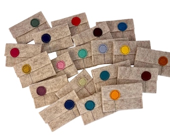 Oatmeal Wool Felt Gift Card Holders with "Pop Flowers"