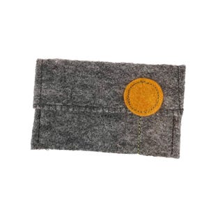 Gray Wool Felt Gift Card Holders with "Pop Flowers" Mustard w/lime