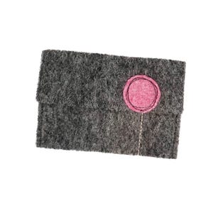 Gray Wool Felt Gift Card Holders with "Pop Flowers" Pink w/purple