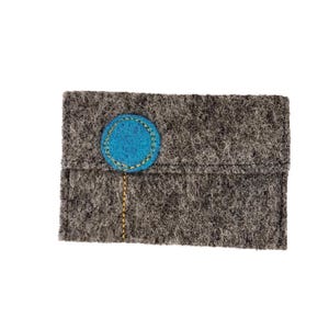 Gray Wool Felt Gift Card Holders with "Pop Flowers" Bright Blue w/yellow