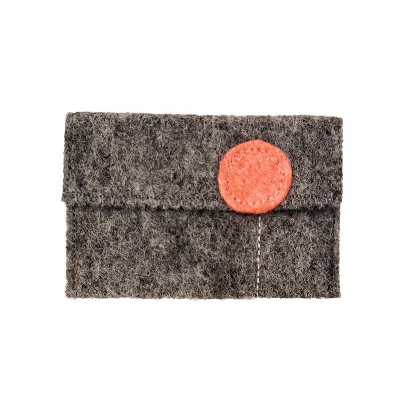 Gray Wool Felt Gift Card Holders with "Pop Flowers" Coral w/pale pink