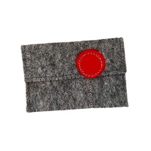 Gray Wool Felt Gift Card Holders with "Pop Flowers" Red w/pale pink