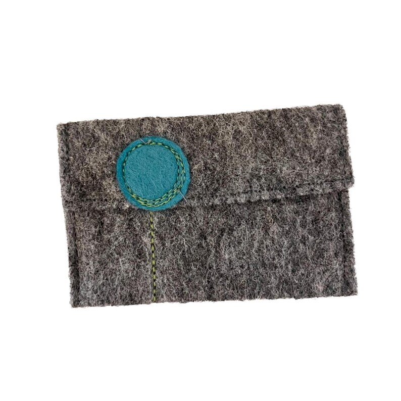 Gray Wool Felt Gift Card Holders with "Pop Flowers" Turquoise w/lime