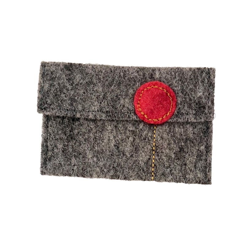 Gray Wool Felt Gift Card Holders with "Pop Flowers" Berry w/yellow