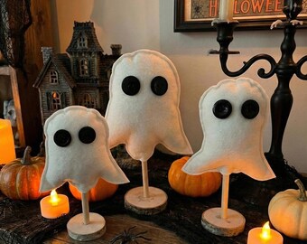 Handcrafted Felt Ghost Figures - Halloween Decor