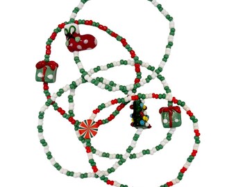 Handmade Holiday Bracelets & Earrings – Green, Red and White