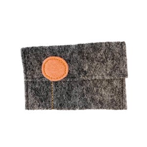 Gray Wool Felt Gift Card Holders with "Pop Flowers" Peach w/yellow