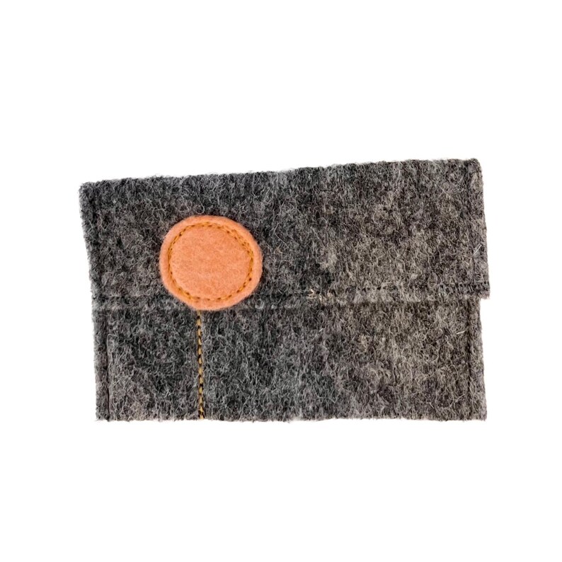 Gray Wool Felt Gift Card Holders with "Pop Flowers" Peach w/yellow