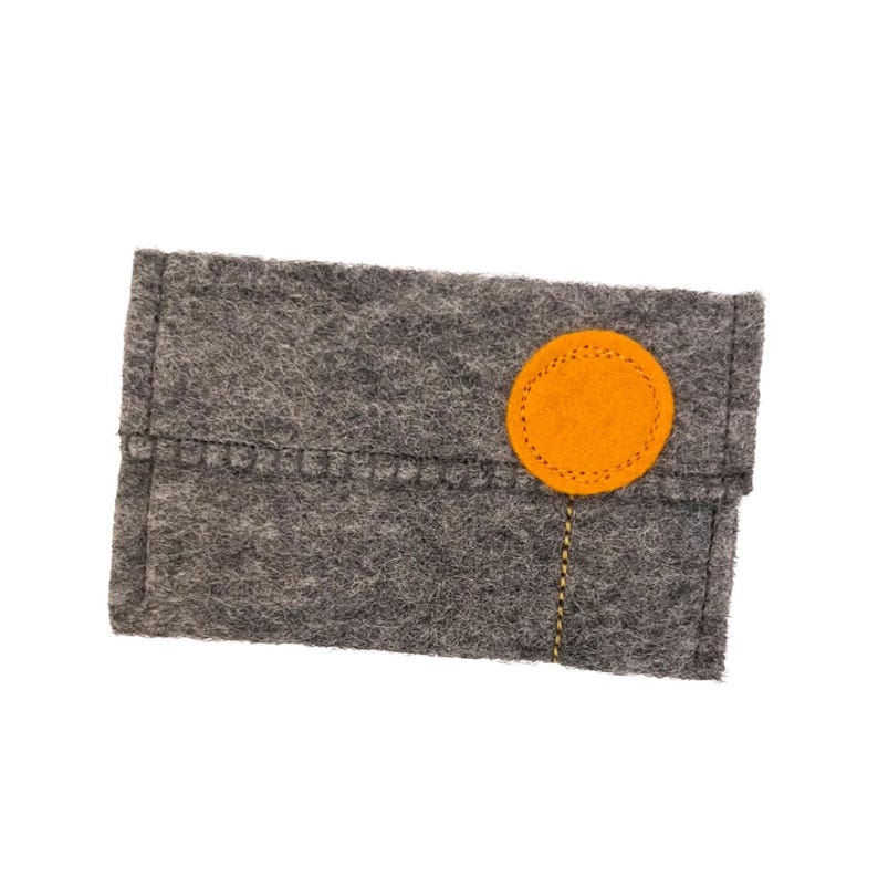 Gray Wool Felt Gift Card Holders with "Pop Flowers" Tangerine w/yellow
