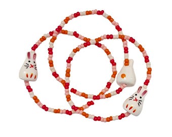Whimsical Easter Jewelry - Bunny Bracelet - Orange Cotton Tail