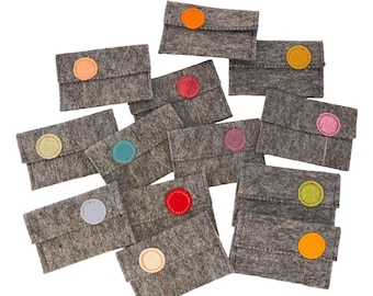 Gray Wool Felt Gift Card Holders with "Pop Flowers"