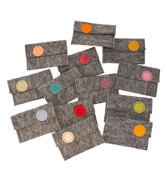 Gray Wool Felt Gift Card Holders with "Pop Flowers"