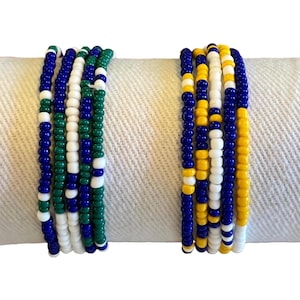Custom Color Stacking Seed Bead Bracelets – Handmade Set of 5 – Custom Team Spirit