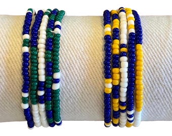 Custom Color Stacking Seed Bead Bracelets – Handmade Set of 5 – Custom Team Spirit