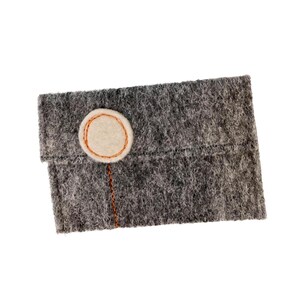 Gray Wool Felt Gift Card Holders with "Pop Flowers" White w/orange