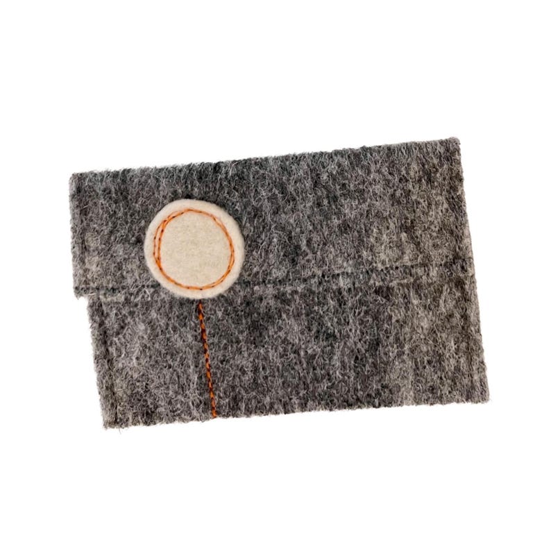 Gray Wool Felt Gift Card Holders with "Pop Flowers" White w/orange