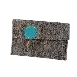 Gray Wool Felt Gift Card Holders with "Pop Flowers" Turquoise w/yellow