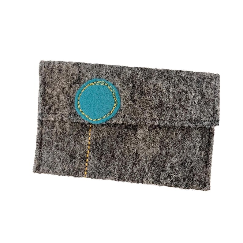 Gray Wool Felt Gift Card Holders with "Pop Flowers" Turquoise w/yellow