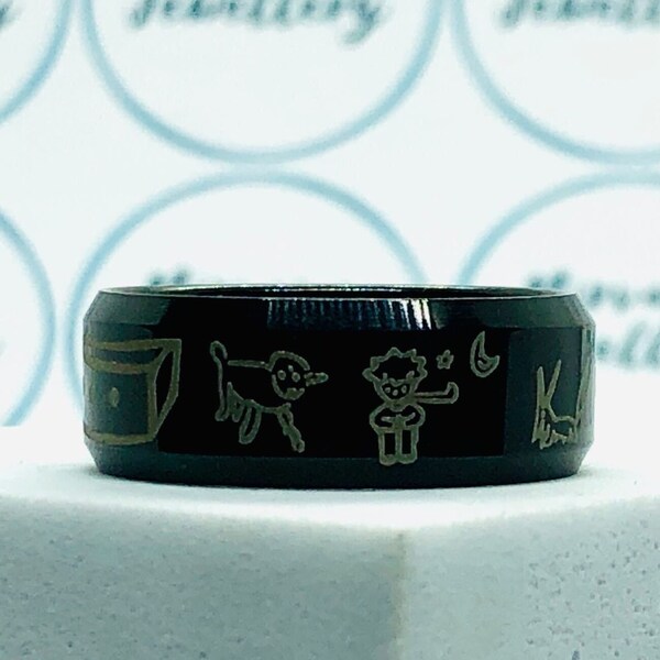 Black Cartoon Band Ring